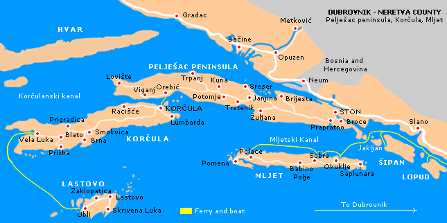 mapa Pelješac